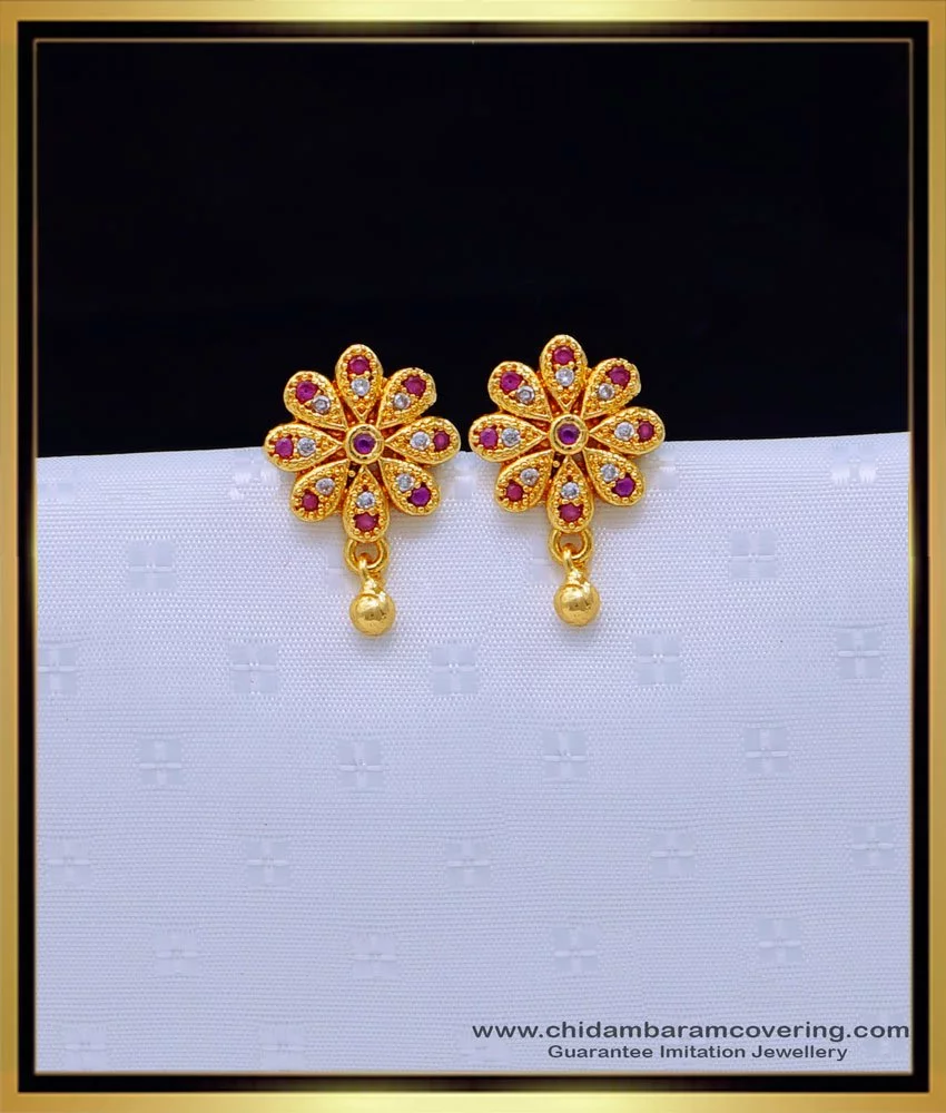 Gemstone Cluster Stud Earrings in 14kt Gold | La Kaiser-megaelearning.vn