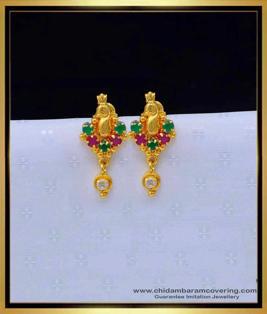 Buy Cute Peacock Model Gold Stud Earrings Designs for Daily Use