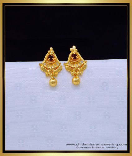 ERG1640 - Simple Small Stone Stud Earrings Gold Designs Online