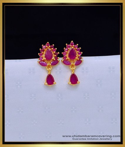 ERG1642 - Attractive Ruby Stud Earrings 1 Gram Gold Jewellery Online