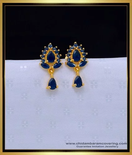 Trendy Earrings Light  Dark Blue  Glamara