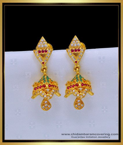 ERG1657 - South Indian Jewellery Ad Stone Gold Plated Jhumkas Buy Online