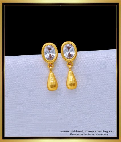 ERG1660 - First Quality White Stone 2 Gram Gold Earrings for Baby Girl