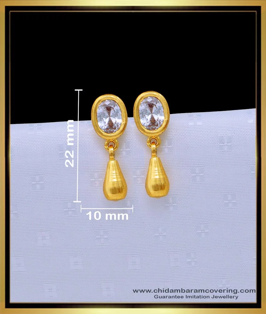 Buy oh wow 1 gram gold american diamond women stud earrings jhumki pack of 2  (Red) at Amazon.in