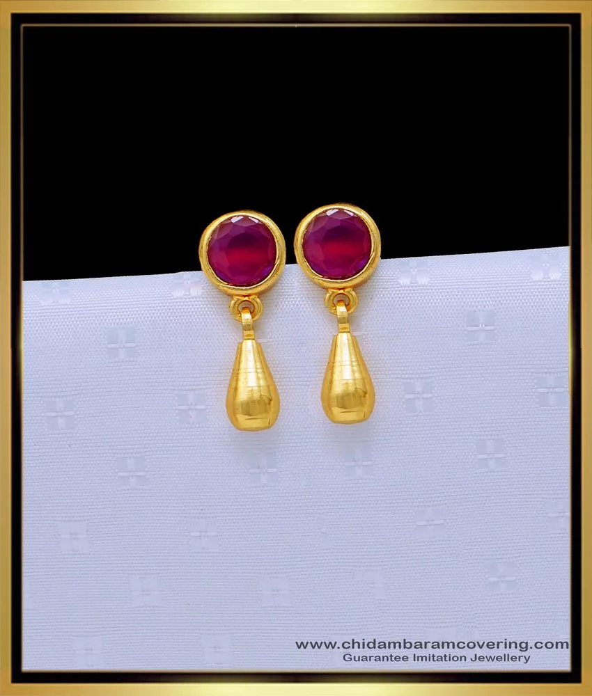 Indian authentic handmade 22karat yellow gold fabulous punjabi muslim style stud  earrings dangling with fabulous color stone womens jewelry  TRIBAL  ORNAMENTS
