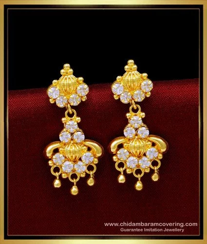 Buy Impon Pink and White Stone Earring Gold Plated Jewelry for Women