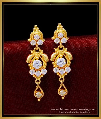 Gold Earrings - Plain Floral Design Stud Drops 01-12 - SPE GOLD - Online  Gold Jewellery Shopping Store in Poonamallee