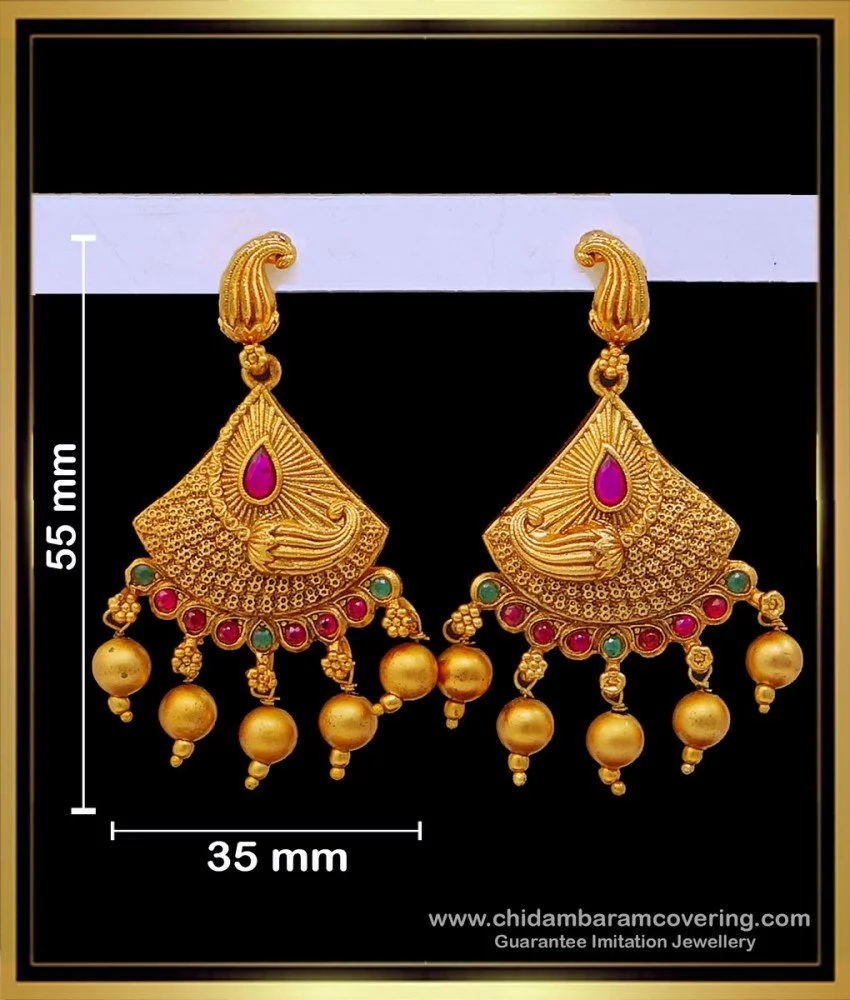 Buy Emerald Green Peacock Design Green Pearl Earrings Gold plated Peacock  Large Fashion Earrings Studs for Women & Girls. Traditional Temple  Jewellery Antique design Peacock Pearl based Earrings at Amazon.in