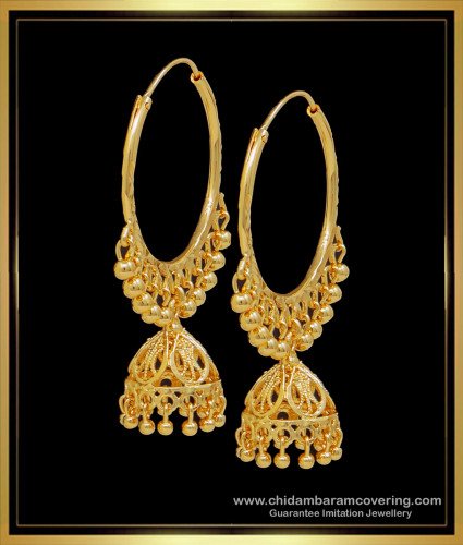 ERG1687 - Latest Gold Plated Big Jhumka Hoop Earrings for Women
