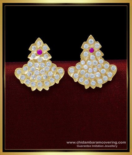 ERG1690 - Gold Model White Stone Stud Impon Jewellery Online Shopping