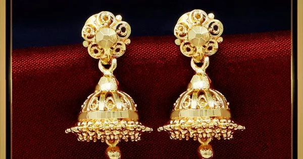 Gold Plated Jhumka Earrings Under Rs.250 Fancy Jimikki Kammal Push Type  J24876