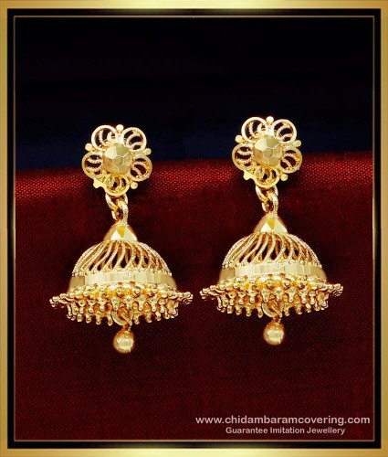 ERG1708 - South Indian Bridal Wear Earrings Jimikki Kammal Design 