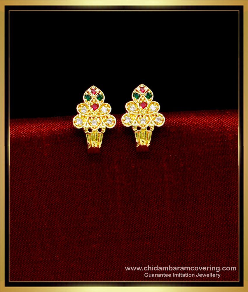 Small Multi Stone Daily Use 1 Gram Gold Plated Earrings