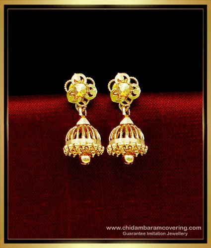 ERG1714 - Traditional Gold Jhumkas Earrings Design for Women 