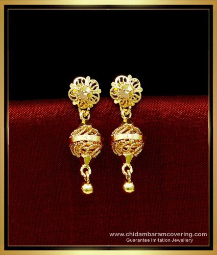 ERG1719 - 1 Gram Gold Plated Cage Earrings Gold Design for Girls