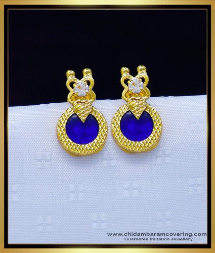 Erg1730 - Original Gold Plated Blue Palakka Stud Earrings Online