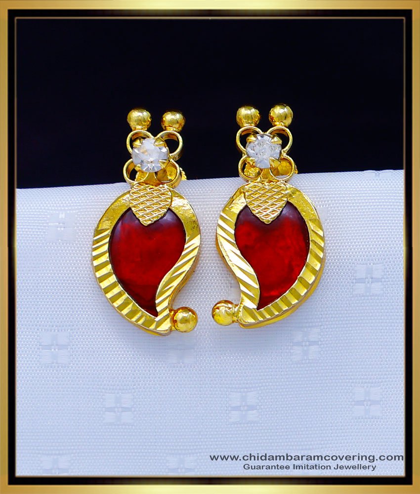  Palaka manga earrings gold,  Palaka earrings studs, palakka earrings, Palakka ear studs gold, Palakka earrings gold plated