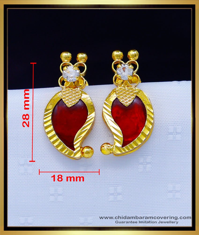  Palaka manga earrings gold,  Palaka earrings studs, palakka earrings, Palakka ear studs gold, Palakka earrings gold plated