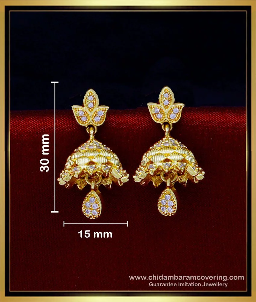 White Zircon | Zircon Brass | Alloy Jhumki Earring | American Diamond  Earring - Tito's Fashion House