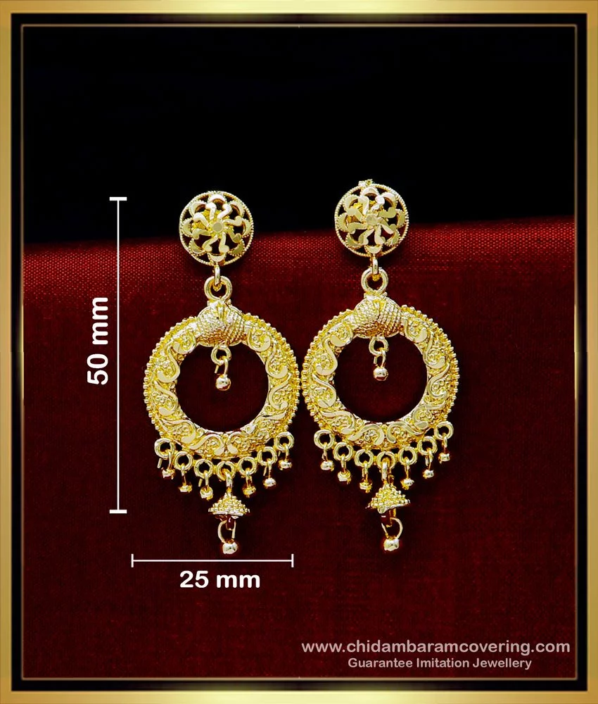 Gold Heavy Temple Laxmi style Large Jhumka Earrings at Rs 1790/pair in  Chennai