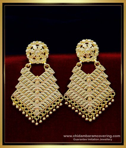 ERG1788 - South Indian Gold Traditional Big Earrings for Wedding 