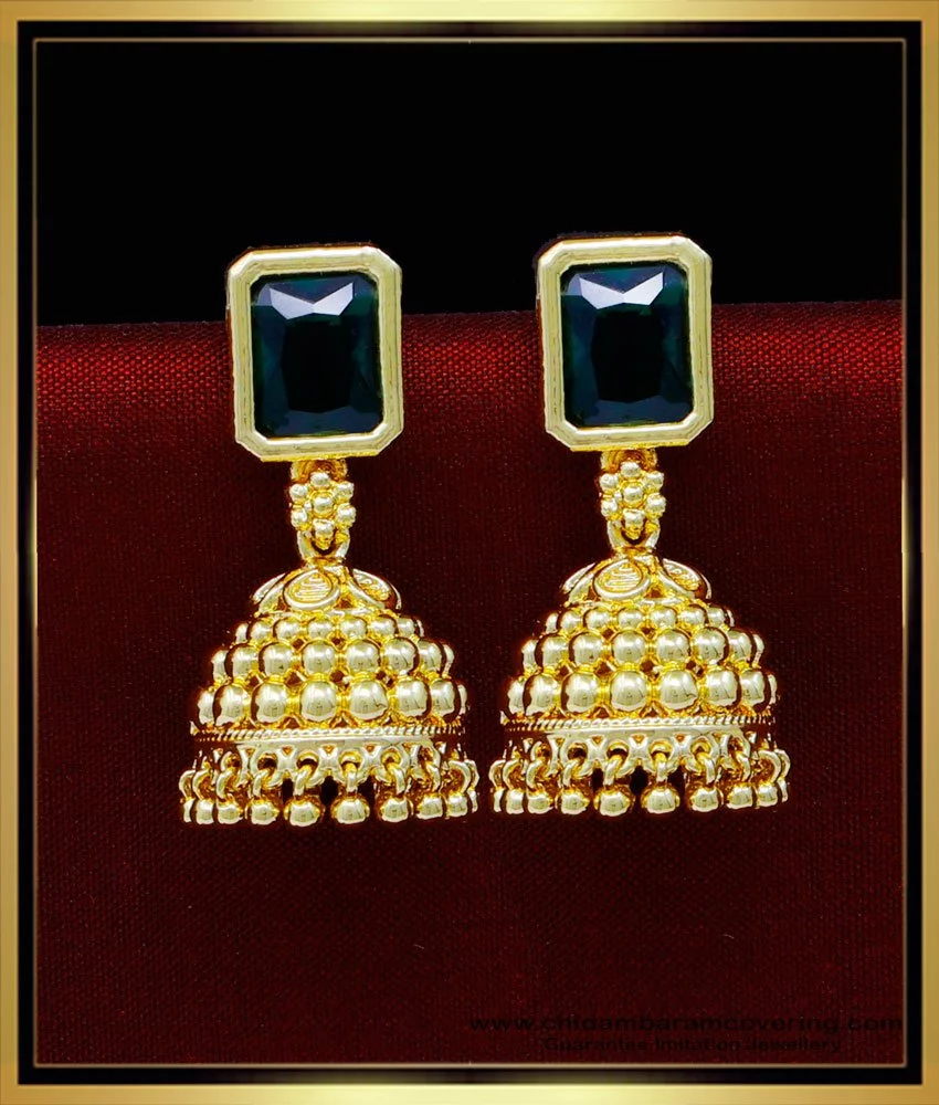 Buy Gold polki and green beads jhumka earrings Online for Women by JOULES  BY RADHIKA - 4188969