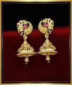 peacock design jhumka earrings, 1 gram gold jhumka earrings online, south indian jewellery, traditional jhumkas online, jhumkas for women 