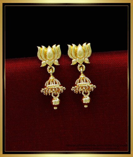 ERG1828 - Unique Lotus Design 1 Gram Gold Jhumka Earrings Online