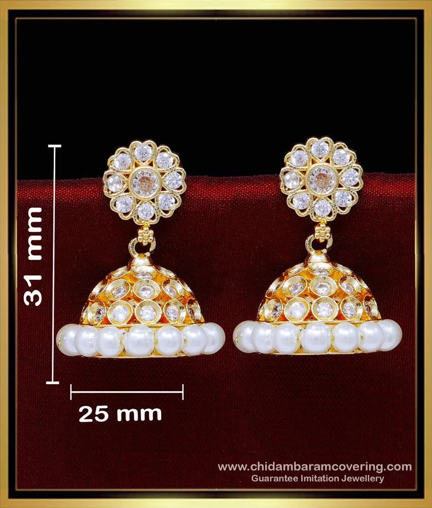 Traditional Pearl Jhumka Earrings - Blue Yellow | FashionCrab.com | Jhumka  earrings, Bold statement jewelry, Jhumka