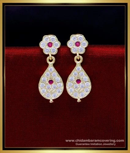 RAJ JEWELLERY New Stylish Traditional Ethnic Casual Fancy Diamond and  kundan embedded MAROON Color Oxidized Jhumka Earrings for Women and Girls