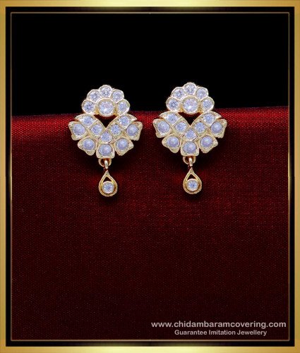 ERG1873 - Cute Small Full White Stone Stud Earrings Gold Design