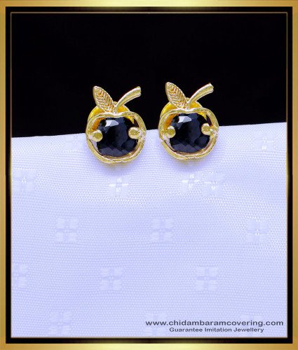 ERG1892 - Cute Single Stone Apple Fruit Stud Earrings Gold Design 