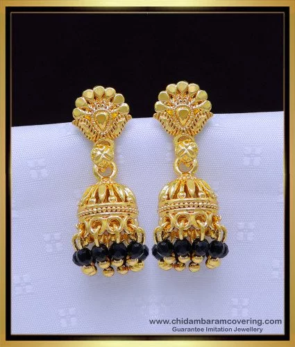 Gold Plated Jhumka Earrings | Silver Base Studded with Pearls & Colour  Stones