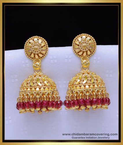 Erg1906 - Bridal Wear Crystal Jhumkas Gold Plated Jewellery