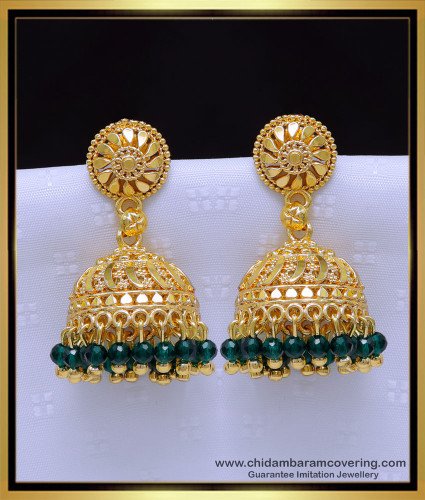 Erg1907 - Gold Plated Crystal Beads Traditional Jhumkas Online