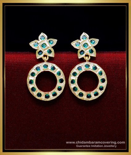 ERG1922 - Elegant Emerald Stone Round Shape Impon Earrings
