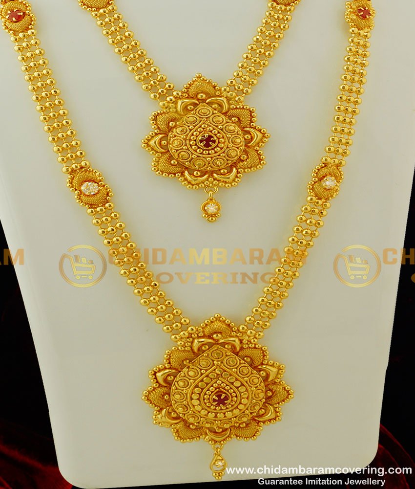 HRM276 - Trendy Hand Made Party Wear Golden Beads Wedding Gold Haram Set for Women
