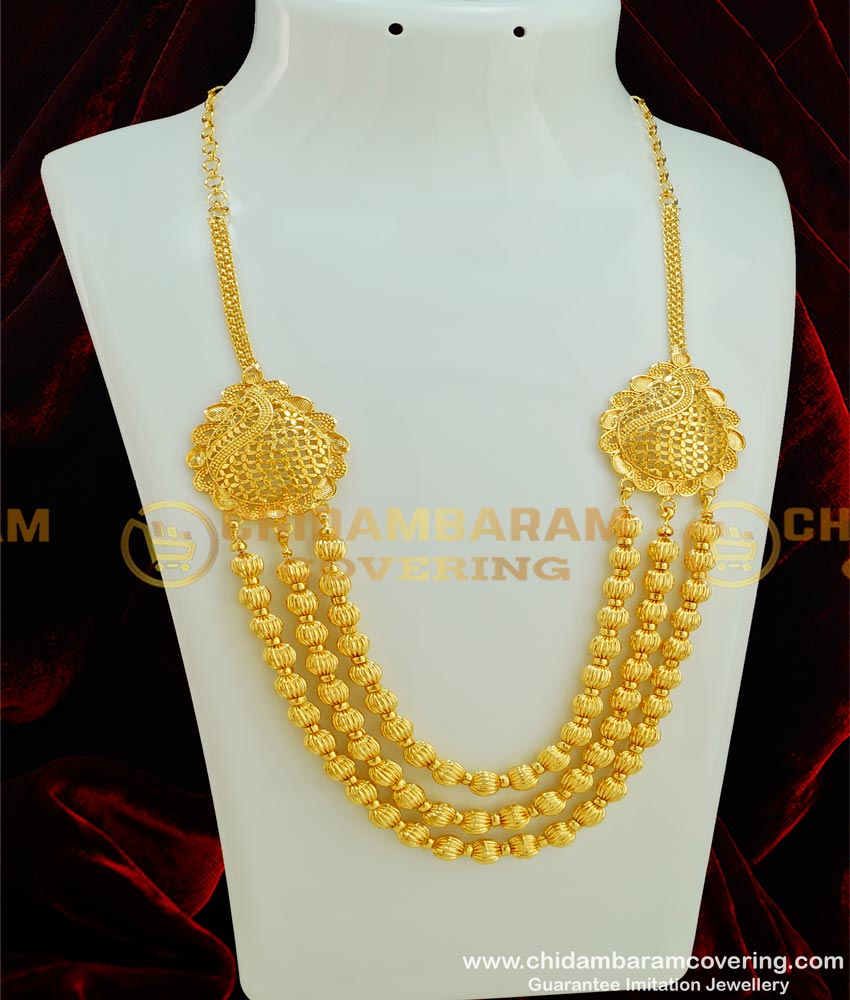 HRM299 - Trendy Gold Balls 3 Layer Designer Short Haram Bridal Jewelry for Wedding