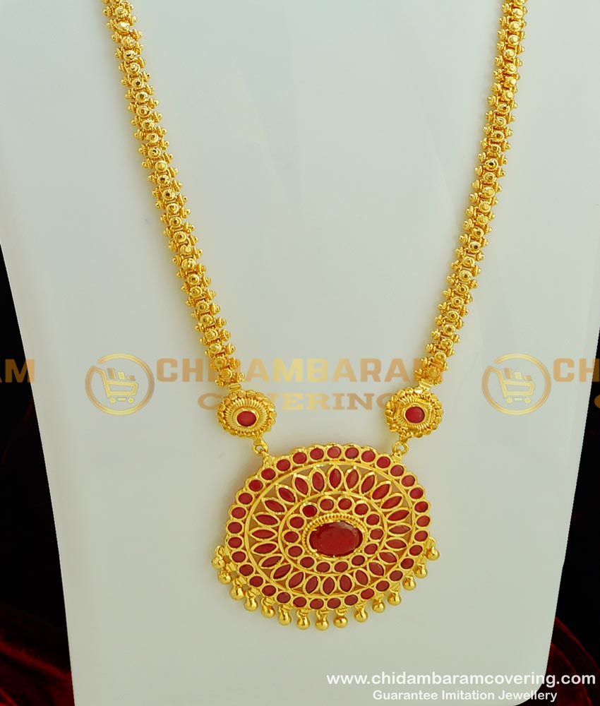HRM300 - Beautiful Look High Quality Ruby Stone Round Dollar Short Haram Indian Jewellery 