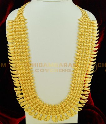 HRM417 - Grand Look Wedding Collections Gold Inspired Kerala Bridal Broad Long Mango Haram 