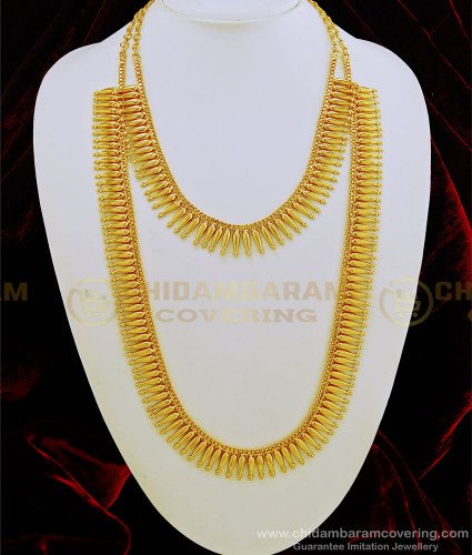 HRM487 - Real Gold Kerala Traditional Mullamottu Haram with Necklace for Wedding 