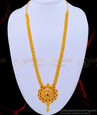HRM572  - Buy Net Pattern Ruby Stone Dollar Haram Imitation Jewellery Online