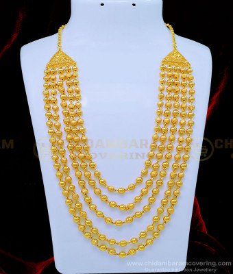 HRM616 - Latest Gold Plated Guaranteed Gold Beads Layered Haram Gundla Mala for Women