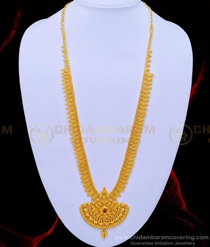 HRM627 - Buy New Pattern Spiral Design Ruby Stone Dollar Long Haram Imitation Jewellery Online