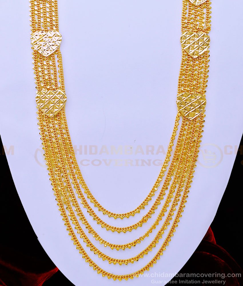 HRM661 - Bridal Wear Gold Design Rani Haaram Long Layered Chain Haram for Wedding