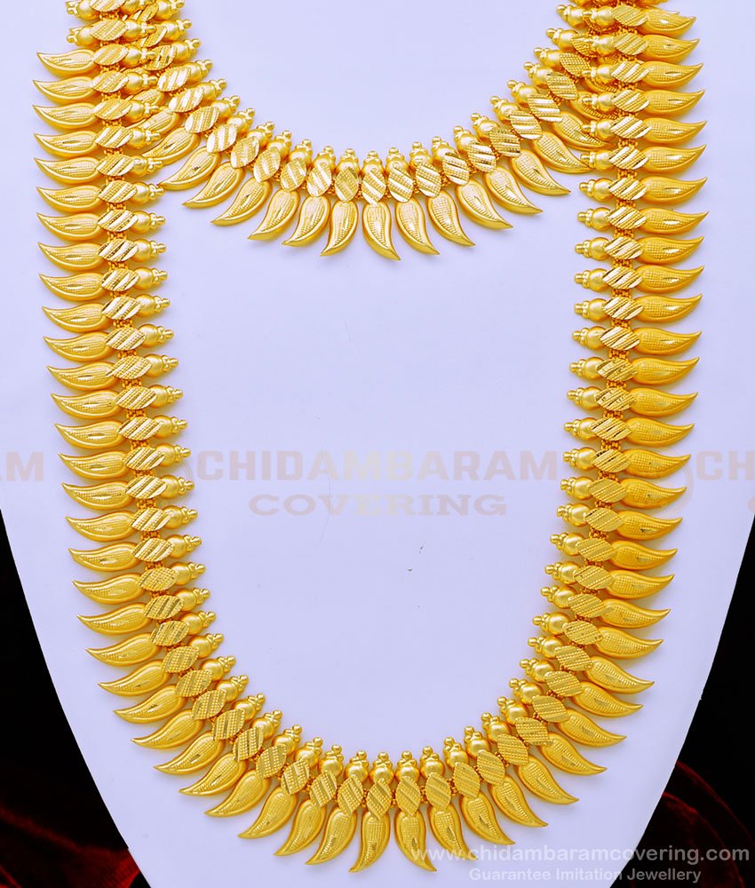 HRM678 - One Gram Gold Traditional Kerala Mala and Necklace Combo Set For Wedding 