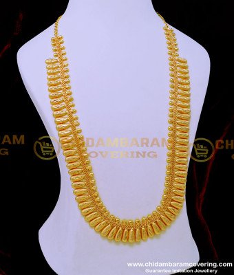 HRM763 - Latest Kerala Jewellery Bridal Wear Gold Plain Haram Design for Women