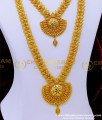 Unique Leaf Design Net Pattern Gold Plated Haram Necklace Set 