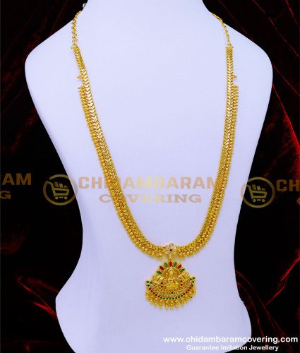 HRM849 - New Model Gold Design Lakshmi Stone Haram Design for Wedding 