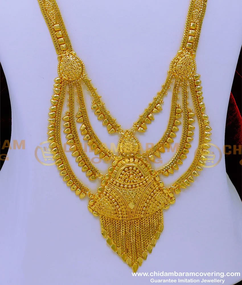 Buy Latest Forming Long Enamel Haram with Earrings 2 Gram Gold Jewellery